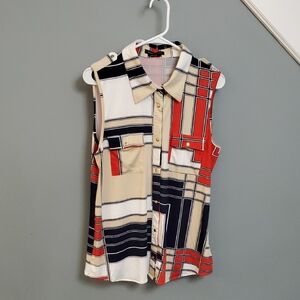 BCBGMaxAzria Sleeveless Geometric Print Top (sz XL)